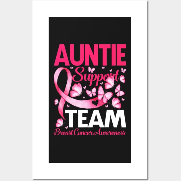 Auntie Support Team Breast Cancer Awareness Butterfly Wall Art by CarolIrvine